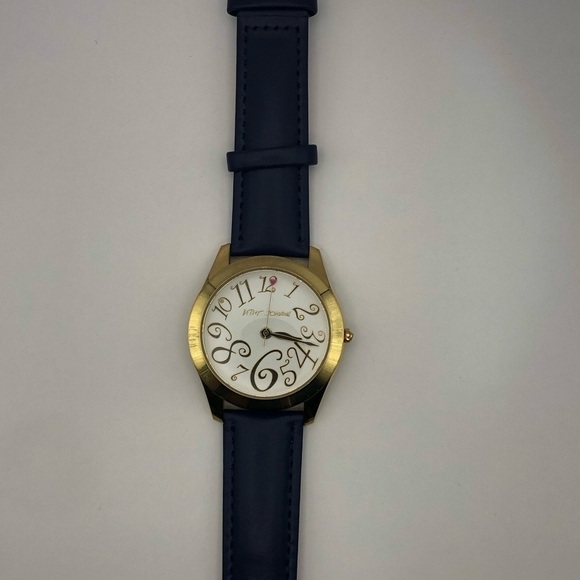 Betsey Johnson Women’s Watch New Dark Navy Blue Band (New Battery) Gold Bezel - Picture 12 of 12